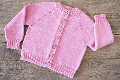 Pink Raglan  Baby Cardigan