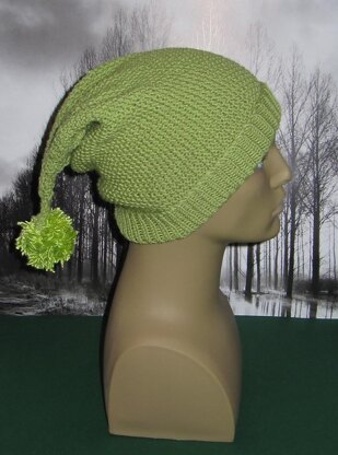 Moss Stitch (Seed Stitch) Pixie Bobble Slouch Hat