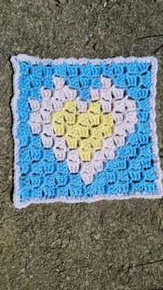 Mini Heart Full of Love C2C Crochet Square