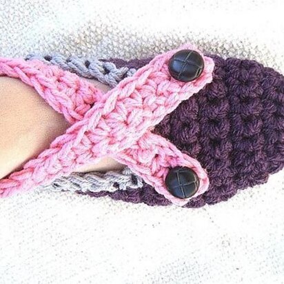 Cross Strap Slippers - Crochet Pattern 183