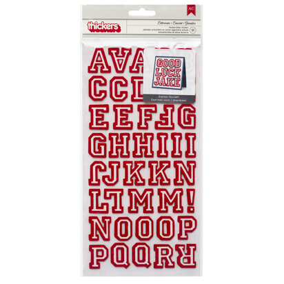 American Crafts Thickers Letterman Alphabet Chipboard Crimson Flocked (91 Piece)