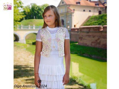 Sleeveless jacket Irish lace crochet