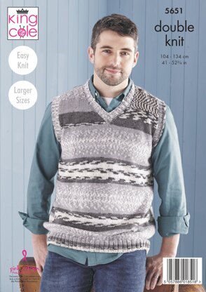 Mens Sweater & Tank Top Knitted in King Cole Fjord DK - 5651 - Downloadable PDF