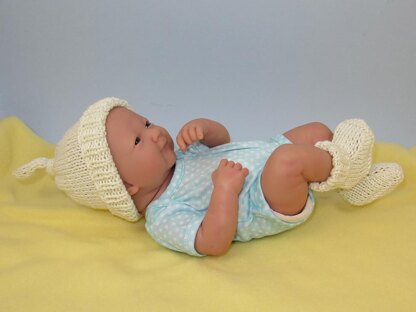 Just For Preemies - Premature Baby Topknot Beanie and Booties Set