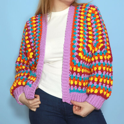 Hey Hey Hexagon Cardigan - Free Crochet Pattern for Women in Paintbox Yarns Simply Aran 