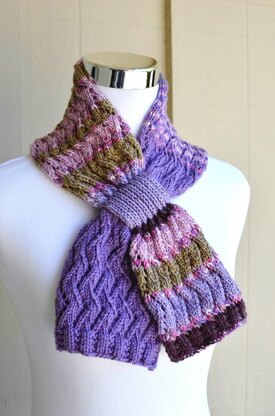 Zigzag Lace Scarf ( Keyhole / Ascot / Pull-Through / Vintage / Stay On / Scarf Knitting Pattern )