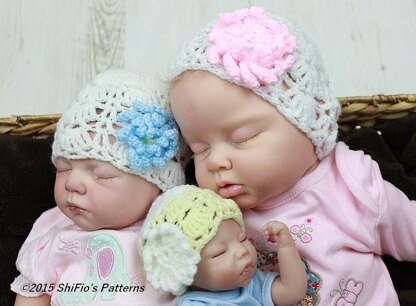 Baby Flowery Beanie in 4 sizes Crochet Pattern #475