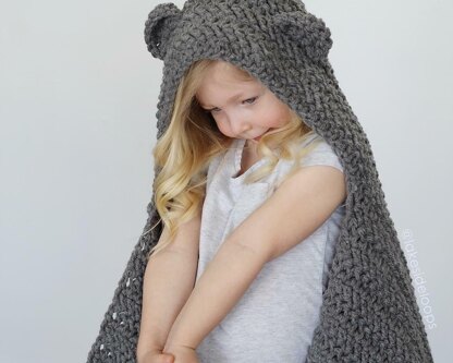 Jensen Herringbone Hooded Bear Blanket