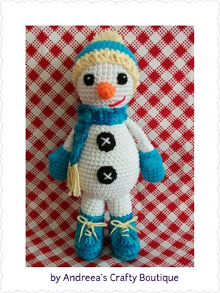 Crochet Snowman Soft Stuffed Amigurumi Toy approx 10in / 26cm tall
