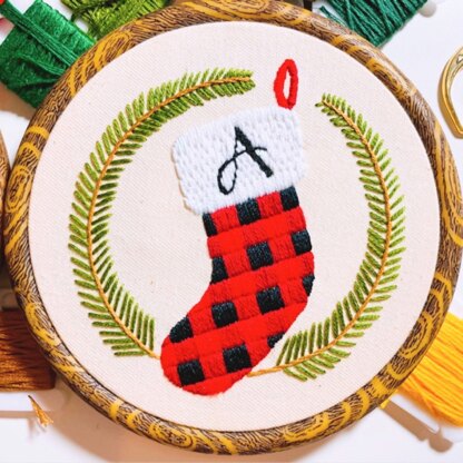 Custom Monogram Holiday Stockings Ornament Set - Christmas Embroidery Pattern