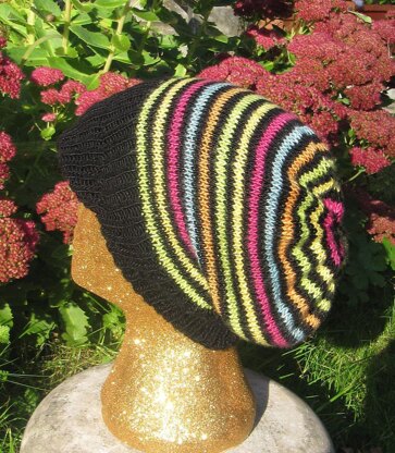 Silk Stripey Peak Slouch Hat