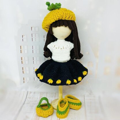 Crochet doll clothes, amigurumi doll clothes, Miss October outfit