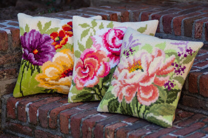 Vervaco Peony Cushion Cross Stitch Kit - 40cm x 40cm