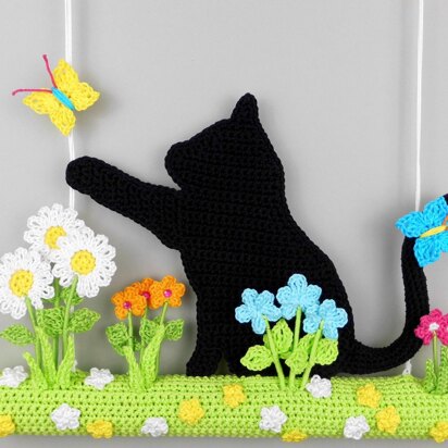 Little chubby cat - hanging decoration for doors & walls