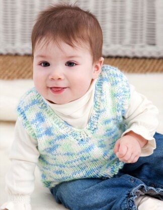 Let's Play Knit Vest in Red Heart Soft Baby Steps Prints - LW2531