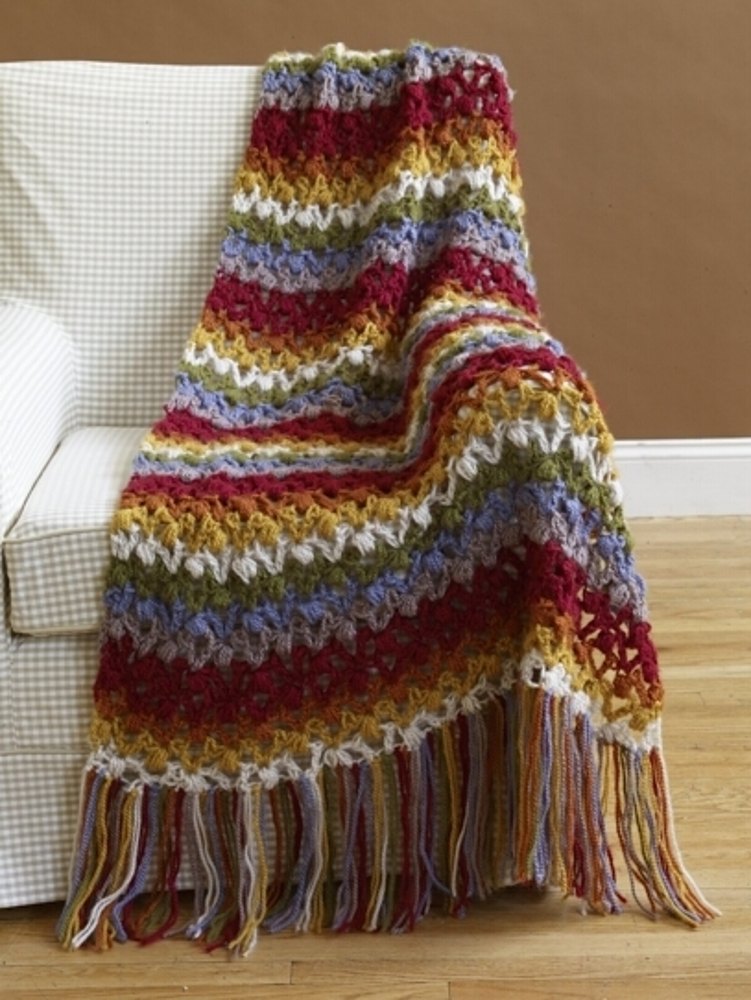 Lacy Throw in Lion Brand Jiffy - 70487AD, Knitting Patterns