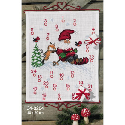 Permin Skiing Elf Advent Calendar Cross Stitch Kit