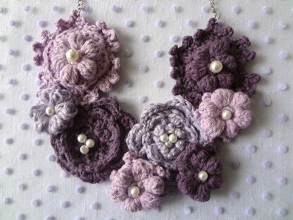 Purple and Lavender Puff Flower Necklace