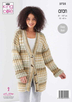 Sweater and Cardigan Knitted in King Cole Drifter Aran - 5735 - Downloadable PDF