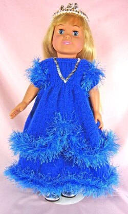 Winter Princess Dress, Knitting Patterns fit American Girl and other 18-Inch Dolls