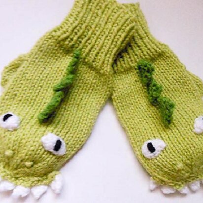 Dinosaur Dragon Mittens knit