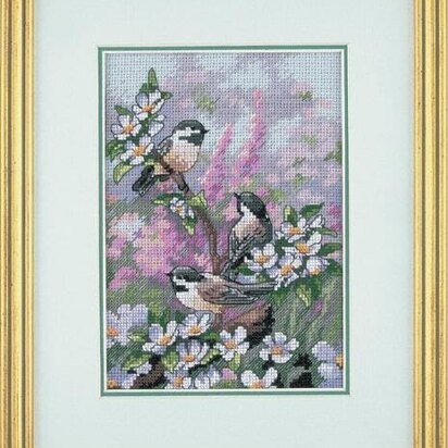 Dimensions Gold Petite: Counted Cross Stitch Kit: Spring Chickadees - 13 x 18cm