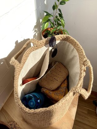 Crochet Jute Beach Bag Pattern: Large Lined Tote with Tassel