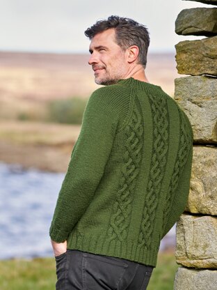 Duncan Men’s Cabled Raglan Jumper By Sarah Hatton in West Yorkshire Spinners - WYS1000265 - Downloadable PDF