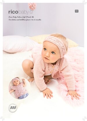 Cardigan, Top and Headband in Rico Baby Cotton Soft DK & Baby Cotton Soft Print DK - 888 - Downloadable PDF