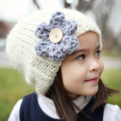 Ava - slouchy hat with flower