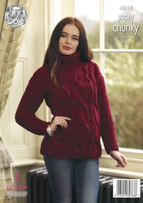 Sweater & Poncho in King Cole Big Value Super Chunky Twist - 4618 - Downloadable PDF