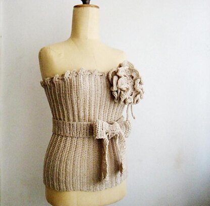 Crochet Bustier with Large Flower