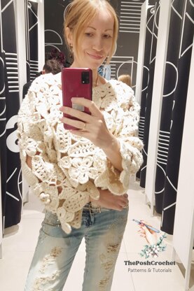 Boho Crochet Lace Oversized Sweater