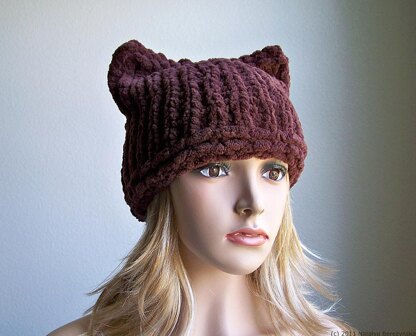 Chunky Knit Hat, Cat Ears Hat