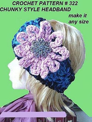 322 CHUNKY STYLE BLUE HEADBAND WITH FLOWER