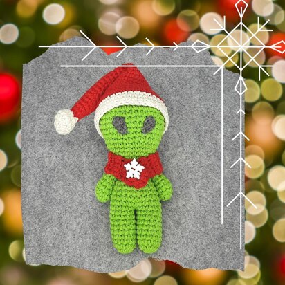 Alien in Santa hat and scarf