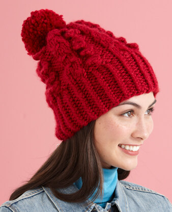 Cable Vision Hat in Lion Brand Wool-Ease Thick & Quick - L10588B
