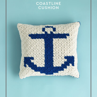 "Coastline Cushion" - Free Cushion Crochet Pattern For Home in Paintbox Yarns Wool Mix Aran