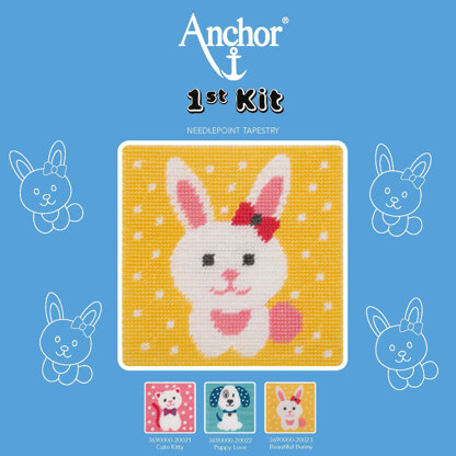Anchor 1st Kit - Beautiful Bunny Tapestry Kit - 15cm x 15cm