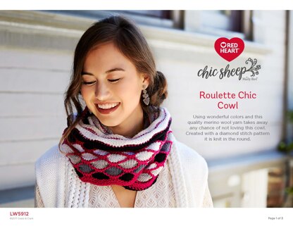 Roulette Chic Cowl in Red Heart Chic Sheep - LW6912 - Downloadable PDF