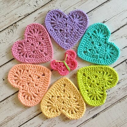 Granny Heart Coaster Motif Crochet pattern by Island Style