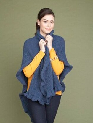 Seed Stitch Ruffled Wrap  in Lion Brand Wool-Ease - 60609