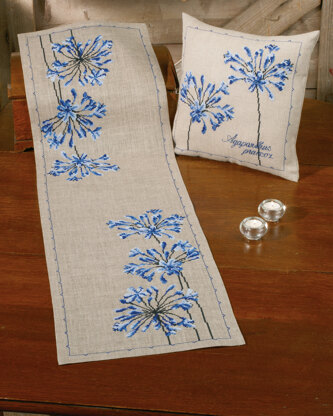 Permin Agapanthus Table Runner Cross Stitch Kit - 37cm x 127cm