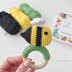 Bee crochet pattern baby rattle toy Amigurumi pattern teether ring