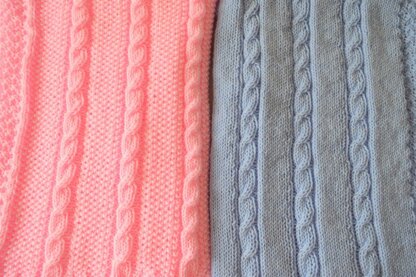 Cable Baby Blankets in two simple designs