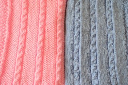Cable Baby Blankets in two simple designs