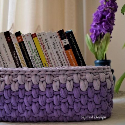 Zpagetti (t-shirt) yarn basket-  One Back Loop- Purple