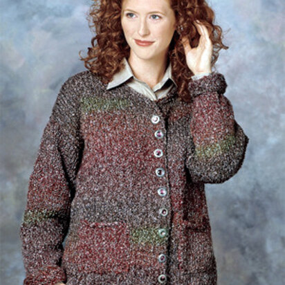 Knitted Bejeweled Cardigan - Sizes to 3X in Lion Brand Homespun - 1115A