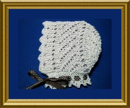 Vintage Diagonal Lace Baby Bonnet