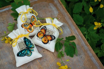 Vervaco Butterflies Set Of 3 Bag Cross Stitch Kit - 8 x 12 cm
